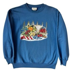 Vintage Fall themed sweatshirt, Fall Harvest and US Flag